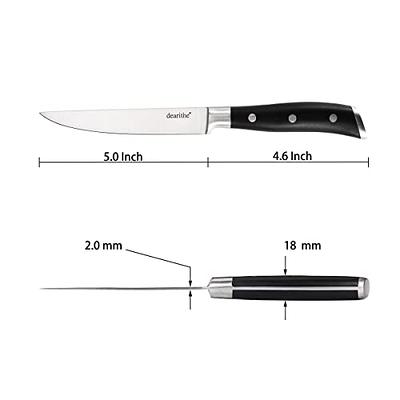 Steak Knives Set of 4, Triple Rivet Non-Serrated Stainless Steel