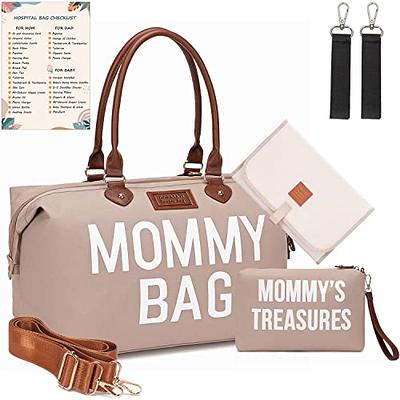 Mommy Bag for Hospital, Diaper Bag with Mommy's Treasures Bag and Shoulder  Straps, Large Travel Diaper Tote for Mom and Dad, Multifunction Baby Bag