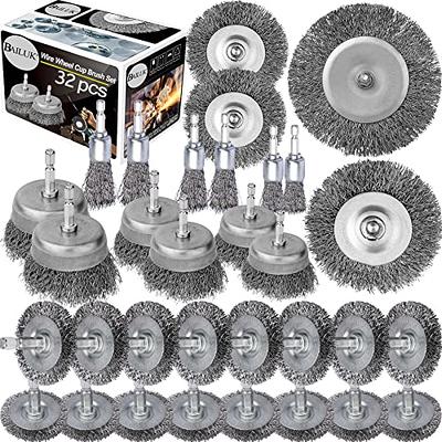  Wire Brush Wheel Cup Brush Set 10 Piece Wire Wheel For Drill  1/4 Inch Shank Arbor 0.012 Coarse Carbon Crimped Wire Brush For Cleaning