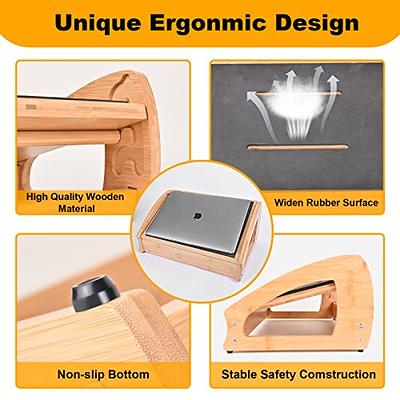 Under Desk Foot Rest,Ergonomic Office Foot Rest with 5 Adjustable Height  Position, Bamboo Foot Stool Under Desk with Massage Roller & Non-Slip  Bottom