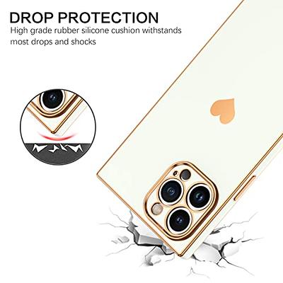 Square iPhone 13 Pro Max Case,Cute Full Camera Lens Protection &  Electroplate Reinforced Corners Shockproof Edge Bumper Case Compatible with  iPhone 13