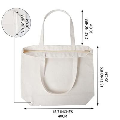 Foldable Shopping Bag Canvas, Blank Tote Bags Zipper