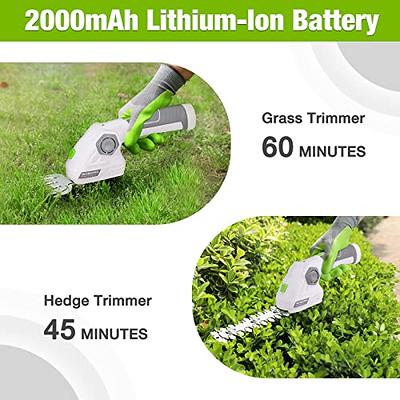 Shall Cordless Grass Shear & Hedge Trimmer - 7.2V Electric Shrub Trimmer 2 in 1