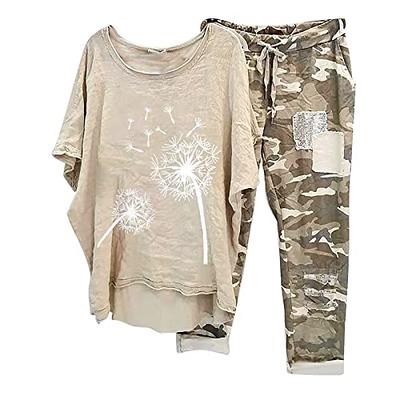 Womens Two Piece Outfits Dressy Linen 2 Piece Sets for Women Summer Short  Sleeve Outfits Fashion Print Clothing Set Casual Loose Lounge Pant Suits  Camo Outfits for Women - Yahoo Shopping