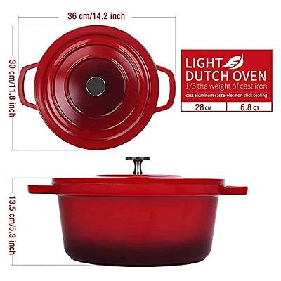 swiflon Dutch Oven Pot with Lid 6.8-QT Cast Aluminum Nonstick Casserole,  Lightweight Cookware Braiser Pot Suitable for Meats, Soups, Bread Baking in  Oven, Red - Yahoo Shopping