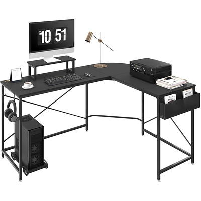 Fitueyes Computer Desk for Small Spaces, Study Writing Desk with Monitor for Corner, Black