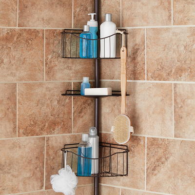 Better Homes & Gardens Adjustable Tension Shower Pole Caddy, 4 Shelves,  Satin Nickel - AliExpress