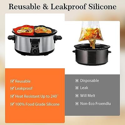  Silicone Slow Cooker Divider Liner fit 6 QT Crockpot & Hamilton  Beach, Reusable/Heat-resistant/Leakproof/Portable Crock Pot Liners, BPA  Free, Dishwasher Safe Slow Cooker Liners fit 6 QT (2-in-1, Gray): Home &  Kitchen