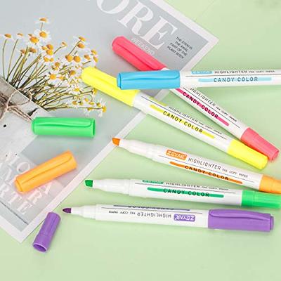 ZEYAR Cute Highlighters With Duals Tips, Cream Colors, Chisel Tip and  Bullet tip, Aesthetic Marker, No Bleed Dry Fast Easy to Hold(12 Colors)