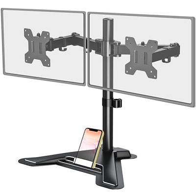 Dual Monitor Stand for Two 13-32 inch Flat/Curved LCD Screens with Swivel,  Tilt & Height Adjustable Free Standing 