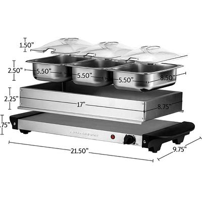 MegaChef 3-Station Residential Buffet Server/Warming Tray Combination in  the Buffet Servers & Warming Trays department at