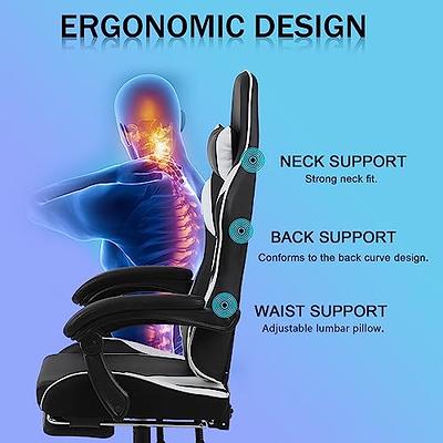 Ergonomic Gaming Chair W/HIGH Back, Lumbar Pad, Neck Pillow and 1