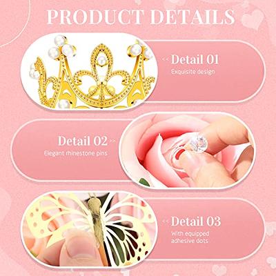  Crowye 182 Pcs Flower Bouquet Accessories Corsage Bouquet Pins  Crown Cake Topper and 3D Gold Butterflies for Bouquets Diamond Pearl Pin  for Wedding Birthday Party DIY Craft (Gold, Silver, Rose Gold) 