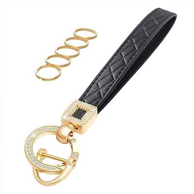 FEGVE Key Rings, Titanium Side Pushing Key Ring Keychain Rings Small Black Split Keyrings for Men (Black-6pcs)