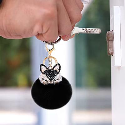 Real Fox Fur keychain Fur Ball Pom Pom Bag Charm Car Phone Bag Purse  Pendant