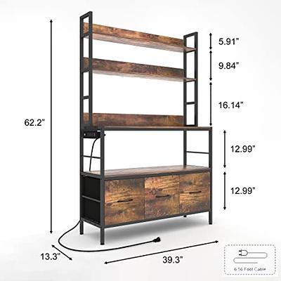 NAIYUFA 5-Tier Kitchen Baker’s Rack with Storage,Large Bakers Rack with  Cabinet, Heavy Duty Oven Stand Microwave Rack,Free Standing Kitchen Utility