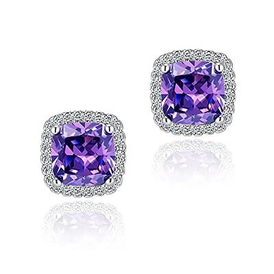 G23 Titanium Earrings Studs, Hypoallergenic Stud Earrings for Women Girls  Men Sensitive Ears,Cubic Zirconia Earrings Round Bright/Princess-Cut