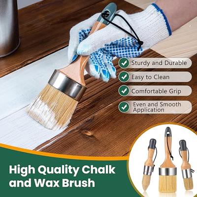 Mister Rui Chalk Wax Paint Brush 3 Pcs, Large Wax Brushes for Chalk Paint, Chalk  Brushes for Furniture, Acrylic Paint/Milk Paint, Natural Bristles, 1 Small  Round Brush and 2 Large Oval Brushes