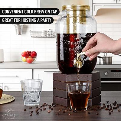 1 Gallon Cold Brew Coffee Maker  Easy Pour Stainless Steel Spigot