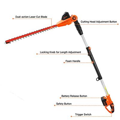 GARCARE Cordless Pole Hedge Trimmer Telescopic Long Reach Hedge Clippers  20V 4.0Ah Li-ion Battery Electric Bush Trimmer 18 Cutting Blade, 16mm  Cutting Space with Extension Pole - Yahoo Shopping