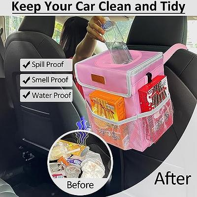 Car Trash Can Waterproof Auto Garbage Bin Spill Proof Container with Bag  Black 