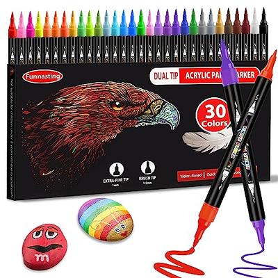 EBOT 24 Colors Dual Tip Acrylic Paint Pens Markers, Brush Tip Paint Markers  for