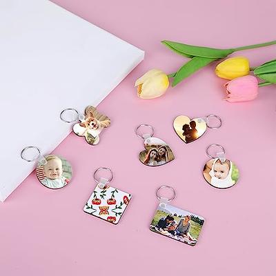 100Pcs MDF Sublimation Blanks Keychain Bulk, Sublimation Keychain Blanks  with Key Ring Double-Sided for DIY 