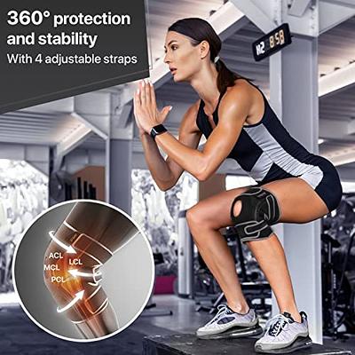 CAMBIVO 2 Pack Knee Brace with Side Stabilizers & Patella Gel Pad for Women  and Men, Knee Support for Weightlifting, Climbing, Knee Compression