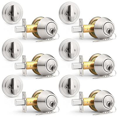 Premier Lock Keyed Alike Entry Door Stainless Steel Exterior  Single-cylinder deadbolt Keyed Entry Door Knob Combo Pack (4-Pack)