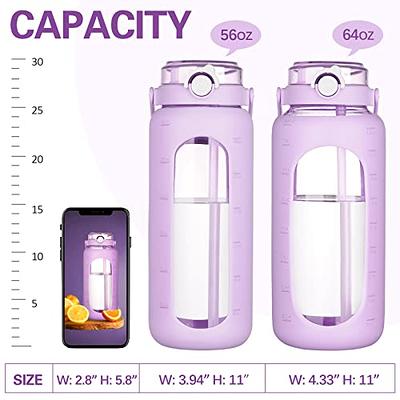 Large Capacity Water Bottle 2 Liter With Time Marker Straw For Girls  Drinking Cup Plastic Fitness Jugs Portable Outdoor Sports