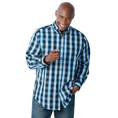 Kingsize Men's Big & Tall Short Sleeve Printed Check Sport Shirt