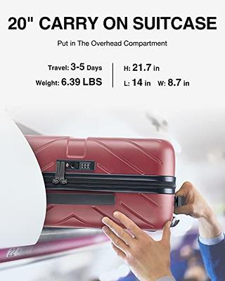 BAGSMART Carry On Luggage 22x14x9 Airline Approved, 20 Inch Lightweight  Carry On Suitcase, Hard Shell Luggage with Spinner Wheels, 100% PC Rolling