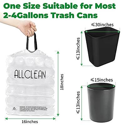 Allclean 2-4 Gallon Trash Bag,Small 4 Gallon Kitchen Drawstring Trash Bag,  Unscented Bathroom Garbage Bag Waste basket Liners Fit 11-14 liters for  office,Car(90 White Bags) - Yahoo Shopping