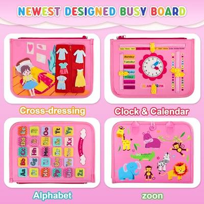 Achiyway Busy Board Montessori Toys for 1 2 3 4 Year Old Boys & Girls  Gifts, Educational Sensory Toys for Developing Basic Dress Motor Skill,  Toddlers