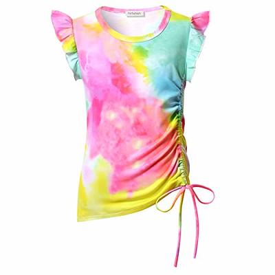 Girls Flutter Sleeve Tie Dye Shirt Kids Casual Soft Blouse Round Neck Tunic  Tops 12 13 - Yahoo Shopping