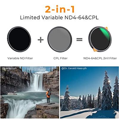 K&F Concept 82mm ND4-64 (2-6 Stops) ND Lens Filter Variable & CPL