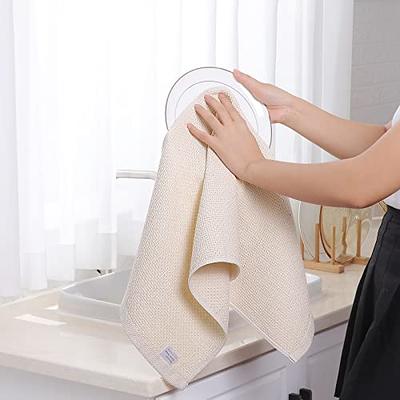 Homaxy 4/6pcs Cotton Towel For Kitchen Waffle Weave Stripe Kitchen