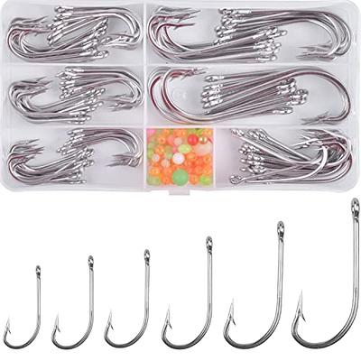 130 PCS Treble Hooks Kit High Carbon Steel Round Bend for Lures Baits  Fishing Hook Set 4# 6# 8# 10# for Freshwater Saltwater