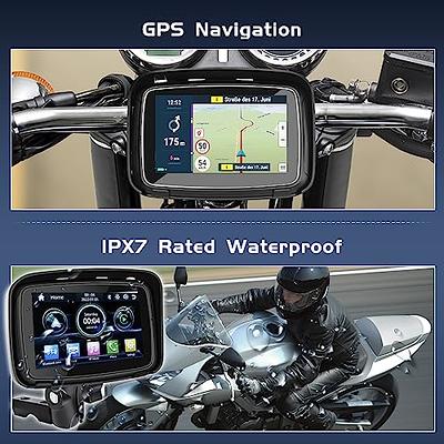 Road Top Portable Wireless Apple Carplay/Wireless Android Auto Touchscreen  for Motorcycle, 5 IPS Touch Screen, IPX7 Waterproof, GPS Navigation via