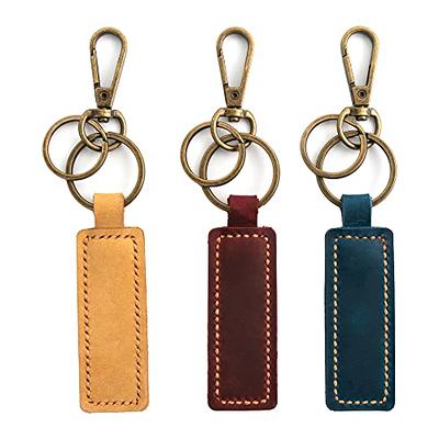 Personalized Leather Keychain Custom Engraved Initial Name Key Fob