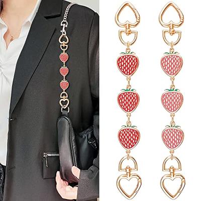 Aswewamt 2 Pcs Strawberry Purse Strap Extender Gold Cute Bag Extender Chain  Strawberry Purse Chain Replacement Accessories Charms Decoration for Purse