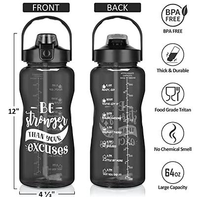 black 64oz Insulated Water Bottle Dishwasher Safe Half Gallon Water Bottle