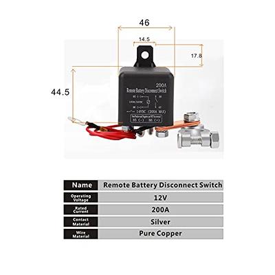 Remote Battery Disconnect Switch, DC12V 250A Wireless Remote Control Anti  Theft Upgraded Kill Switch for Car, Prevent Battery Drain Battery Shut Off