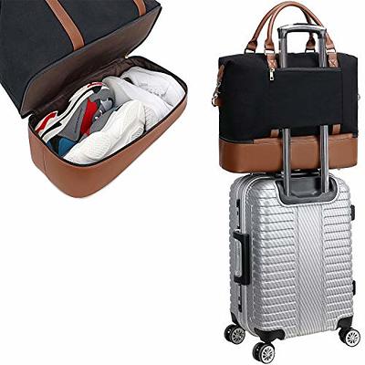 CAMTOP Canvas Weekender Bag, Carry On Travel Tote Overnight Duffel Bag with  Shoe Compartment and Trolley Sleeve (B-Black) 45L - Yahoo Shopping