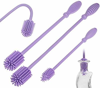 Silicone Baby Bottle Brush and Straw Cleaner Brush Set,Silicone Fully  Encased Dish Brush,Versatile Deep Cleaning Long Water Bottle Brushes,Heat