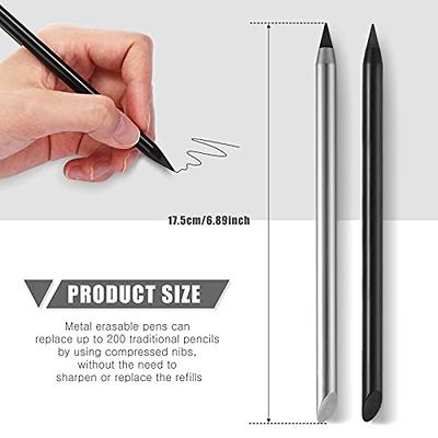 2 Pieces Metal Inkless Pen Inkless Erasable Pencil Metallic Pencil Aluminum  Pencil for Writing, Drawing, Drafting, Home Office School Supplies (Black  and Silver) - Yahoo Shopping