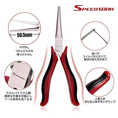 Flat-nose plier w. nylon jaws, spring-activated, steel