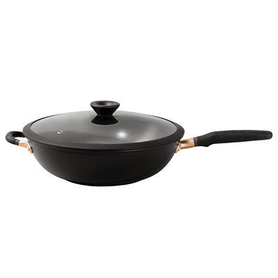 KitchenAid Hard-Anodized Induction Nonstick Wok with Helper Handle, 12.25-Inch, Matte Black