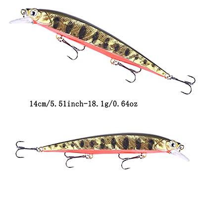 LUCKYMEOW Minnow Lures,Fishing Lures for Bass,Fishing Tackle CrankBait Bass,Hard  Bait Swimbait Fishing Lure,Topwater Lures for Bass Freshwater/Saltwater  Artificial Lures (J:5.51in/0.64oz/5pcs) - Yahoo Shopping