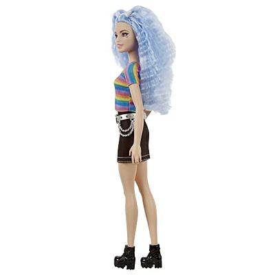 Barbie Fashionistas Doll with Long Blue Crimped Hair, Star Face Makeup,  Multi-color Striped Tee, Denim Skirt, Black Boots & Silvery Chain Belt, Toy  for Kids 3 to 8 Years Old - Yahoo Shopping